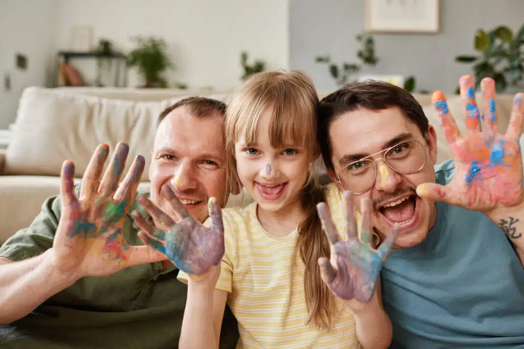 foster dads painting with foster child in worcestershire