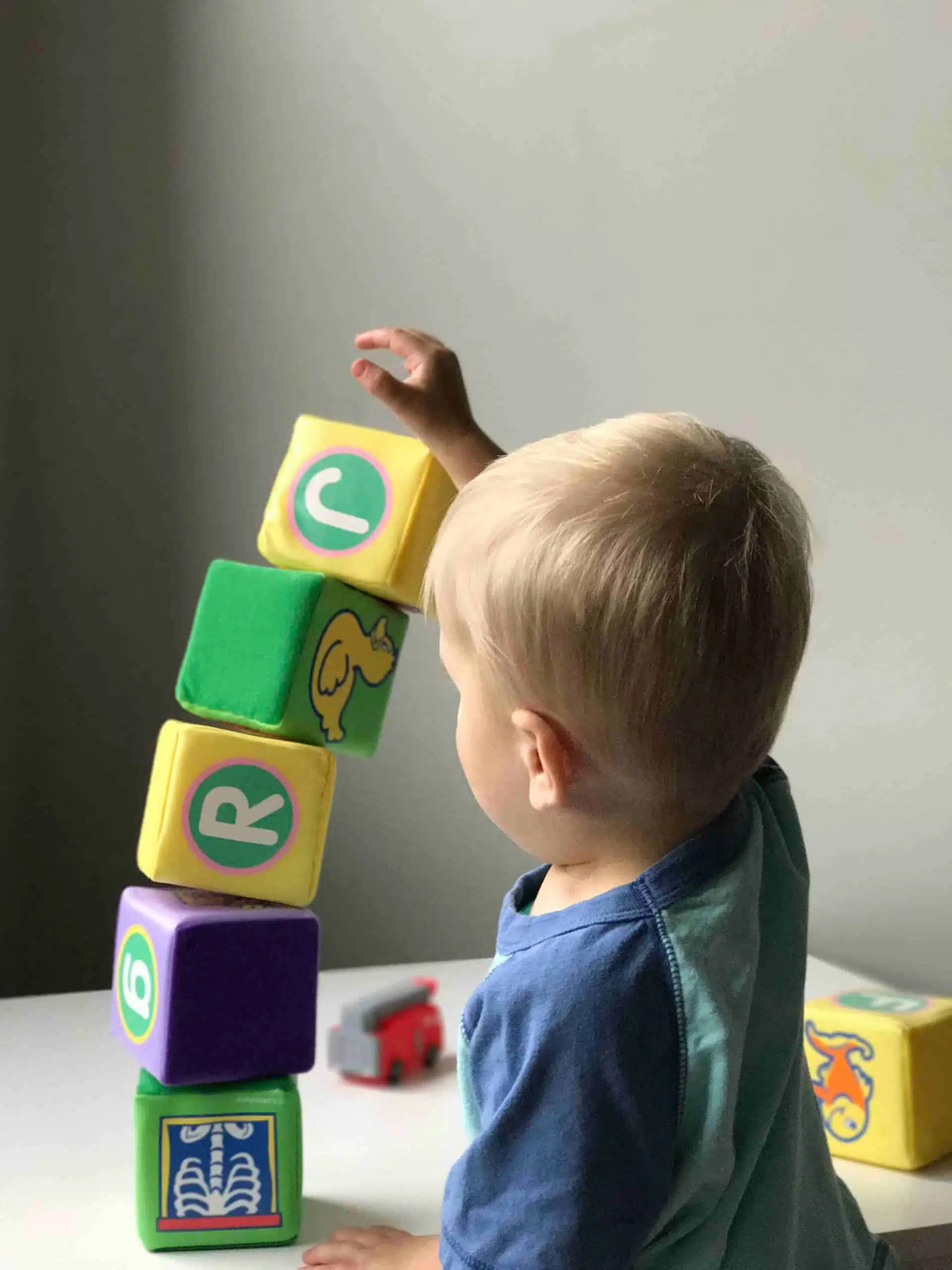 Small child stacking toy blocks